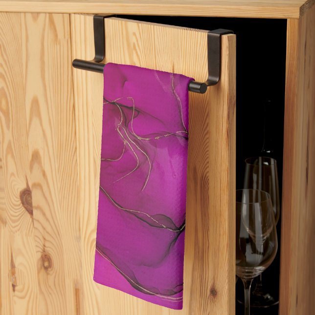 Lila alkoholbläck kökshandduk (Thirds Fold)