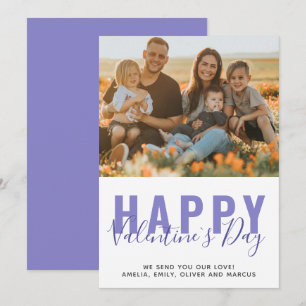 Lila Alla hjärtans dags familjefoto Julkort