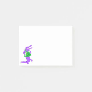 Lila Alligator spelar Accordion Post-it Block