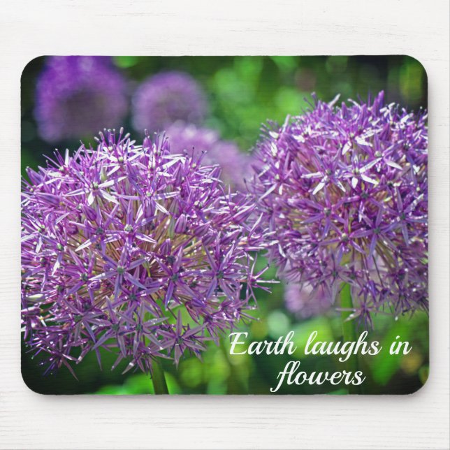 Lila Allium Flowers Garden Quote Musmatta (Framsidan)