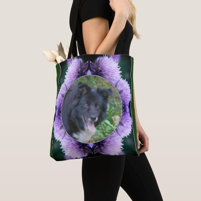 Lila Allium Flowers Ram Skapar ditt eget foto Tygkasse (Närbild)
