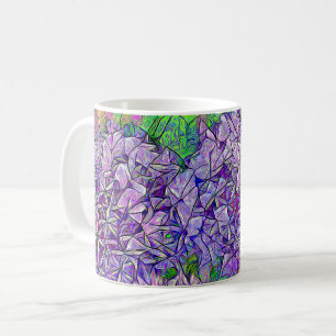 Lila Allium Mosaic med vattenfärgseffekter Kaffemugg
