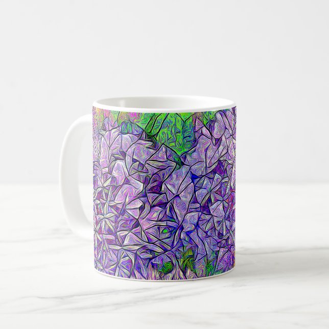 Lila Allium Mosaic med vattenfärgseffekter Kaffemugg (Framsida vänster)