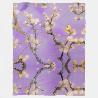 Lila almond träd,Gogh-inspirerad konst, art nouvea Fleecefilt