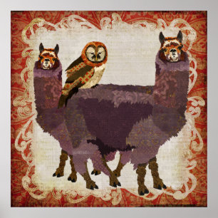 Lila Alpacas Amber Uggla Art Poster