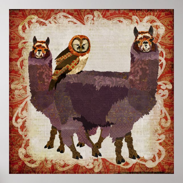 Lila Alpacas Amber Uggla Art Poster (Framsidan)
