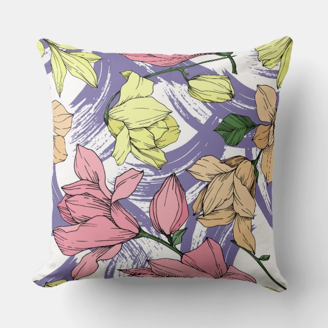 Lila älskare Magnolia Wildblommor söt botaniskt Kudde (Framsida)