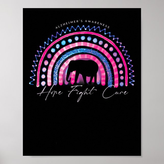Lila Alzheimer End Awareness Rainbow Elephan Poster (Framsidan)
