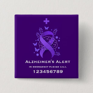 Lila Alzheimers sjukdom larm Knapp