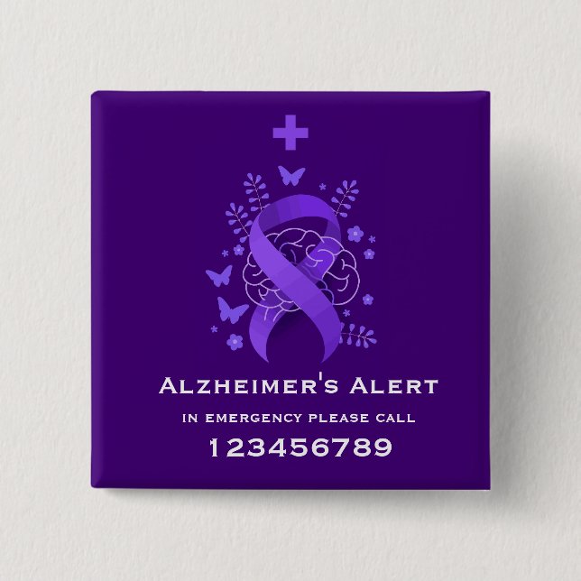 Lila Alzheimers sjukdom larm Knapp (Framsida)
