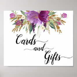 Lila Amethyst Blommigt Cards & presentations-tecke Poster