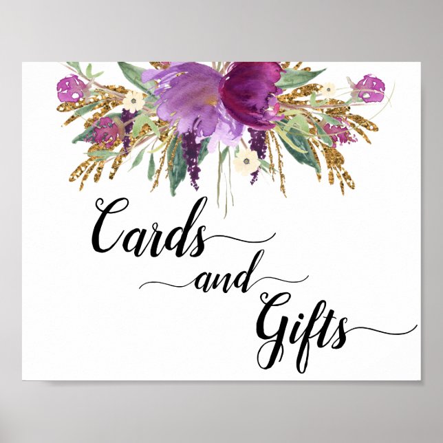 Lila Amethyst Blommigt Cards & presentations-tecke Poster (Framsidan)
