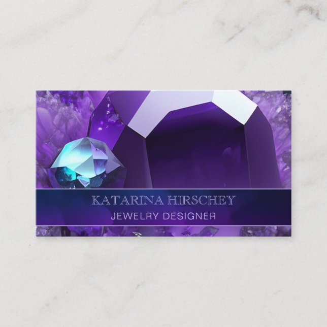 Lila Amethyst Crystal Gemstone Luxury Elegance Visitkort (Framsida)