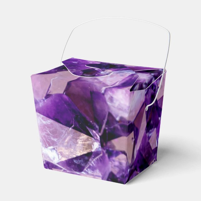 Lila Amethyst Crystal Geode Gems Party Favoritbox Presentaskar (Framsidan Sidan)