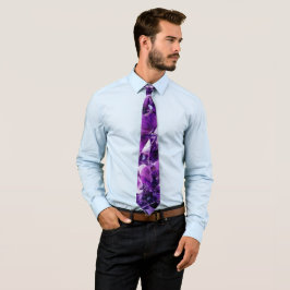 Lila Amethyst Crystal Geode Gemstone Necktie Tie Slips