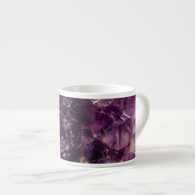 Lila Amethyst Crystal Quartz Energy Mönster Espressomugg (Framsida höger)