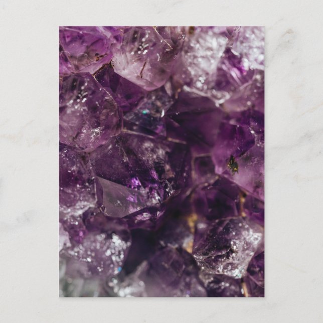 Lila Amethyst Crystal Quartz Energy Mönster Vykort (Framsida)