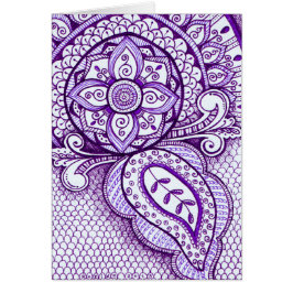 Lila Amethyst Damask Indian Mandala Blank Inside I OBS Kort
