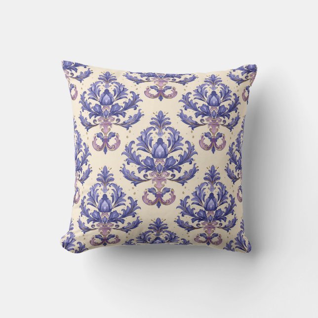 Lila Amethyst Damask Princesscore Kudde (Framsida)