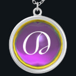 Lila Amethyst Gem Monogram Silverpläterat Halsband<br><div class="desc">Elegant och unik design med gemstone. Mycket exakt modellering och rendering i 3D Studio Max av Bulgan Lumini .Part från serien Hyper Talismans.</div>