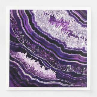 Lila Amethyst Geode och Silver Digital Art Pappersservett