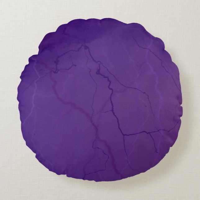 Lila Amethyst Lightning Round Pillow Rund Kudde (Framsidan)