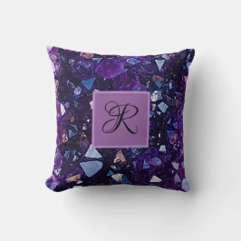 Lila Amethyst Quartz Crystal Monogram Kudde