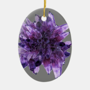LILA AMETHYST QUARTZ CRYSTALS MINERAL JULGRANSPRYDNAD KERAMIK