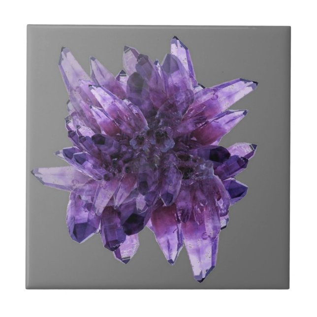 LILA AMETHYST QUARTZ CRYSTALS MINERAL KAKELPLATTA (Framsidan)