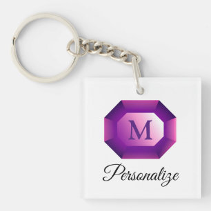 Lila ametist ädelsten smycke anpassad monogram