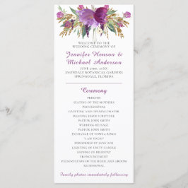 Lila ametist guld glitter bröllopsprogram program