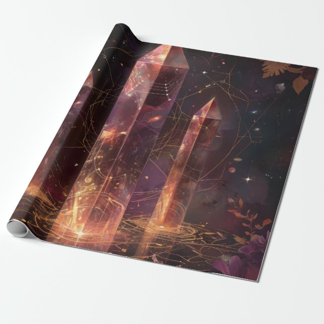 Lila ametistgalax fantasy mönster presentpapper (Utrullad)