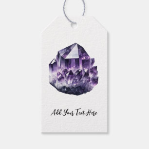 Lila Ametyst Calming Crystal Metaphysique Presentetikett