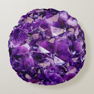 Lila Ametyst Crystal Gem Round Dekorativ kudde