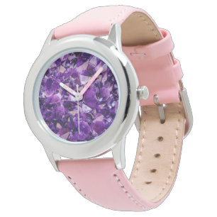 Lila Ametyst Crystal Geode Gems Wrist Watch Armbandsur