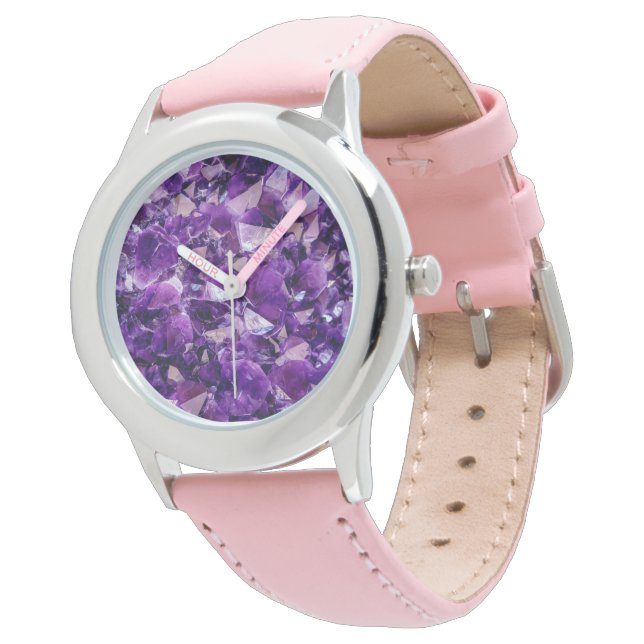 Lila Ametyst Crystal Geode Gems Wrist Watch Armbandsur (Vinklad)