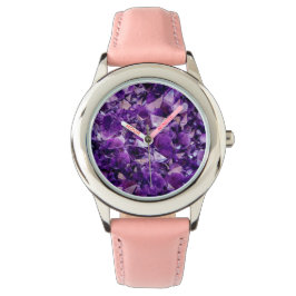 Lila Ametyst Crystal Geode Gems Wrist Watch Armbandsur