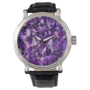 Lila Ametyst Crystal Geode Gems Wrist Watch Armbandsur