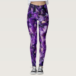 Lila Ametyst Crystal Geode Gemstone Leggings