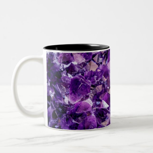 Lila Ametyst Crystal Geode Gemstone Mugg (Vänster)