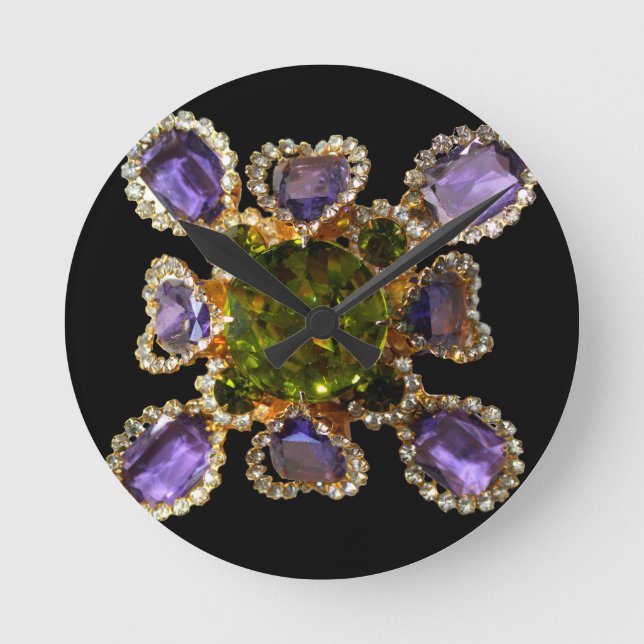 Lila Ametyst Diamonds Emeralds jewelry Rund Klocka (Framsida)
