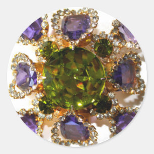 Lila Ametyst Diamonds Emeralds jewelry Runt Klistermärke