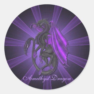 Lila Ametyst Dragon Stickers Runt Klistermärke