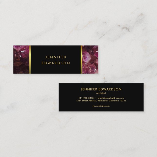 Lila ametyst gemstone-professionell mini visitkort (Fram/baksida)
