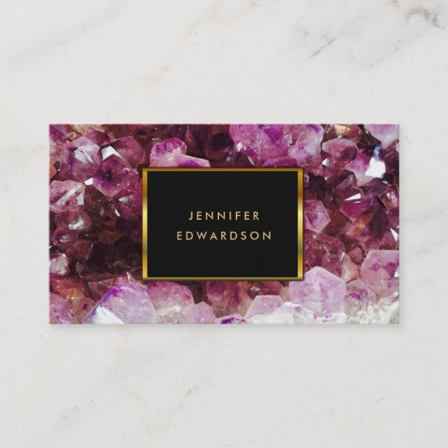 Lila ametyst gemstone-professionell visitkort (Framsida)