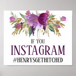 Lila Ametyst Guld Sparkles Instagram-tecken Poster