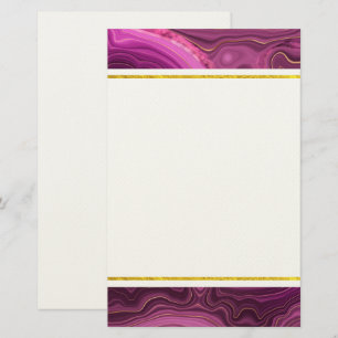 Lila Ametyst och Guld Abstrakt Agate Brevpapper