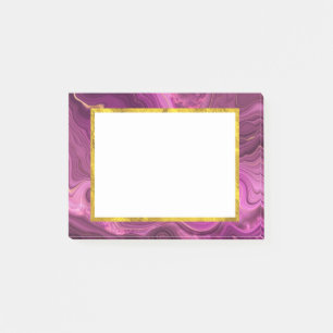 Lila Ametyst och Guld Abstrakt Agate Post-it Block
