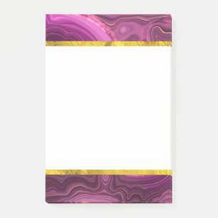 Lila Ametyst och Guld Abstrakt Agate Post-it Block