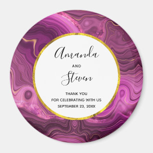 Lila Ametyst och Guld Agate Bröllop Tack Magnet